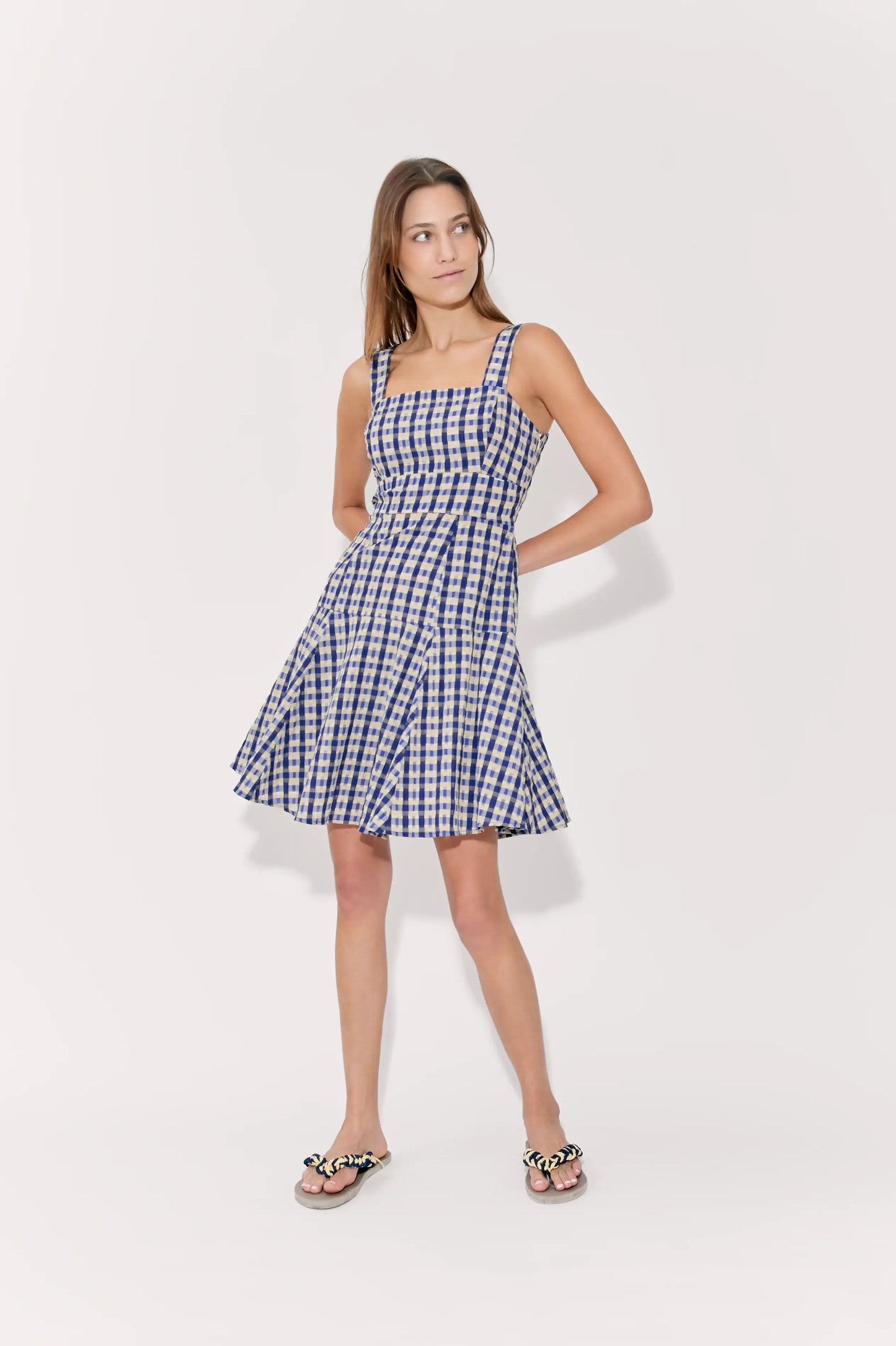 SKATER DRESS IN SEERSUCKER CHECK