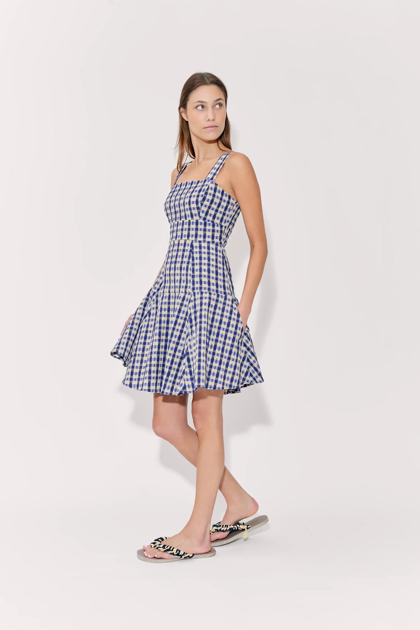 SKATER DRESS IN SEERSUCKER CHECK
