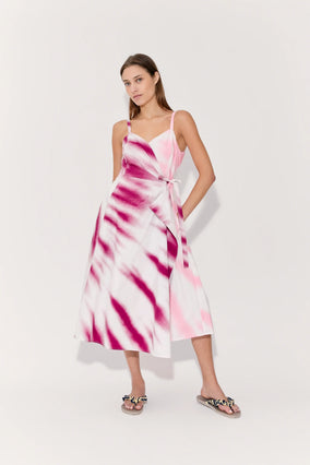 THAT'S A WRAP! DRESS IN TIE-DYE COTTON POPLIN