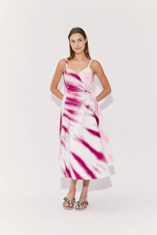 THAT'S A WRAP! DRESS IN TIE-DYE COTTON POPLIN