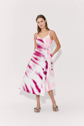 THAT'S A WRAP! DRESS IN TIE-DYE COTTON POPLIN