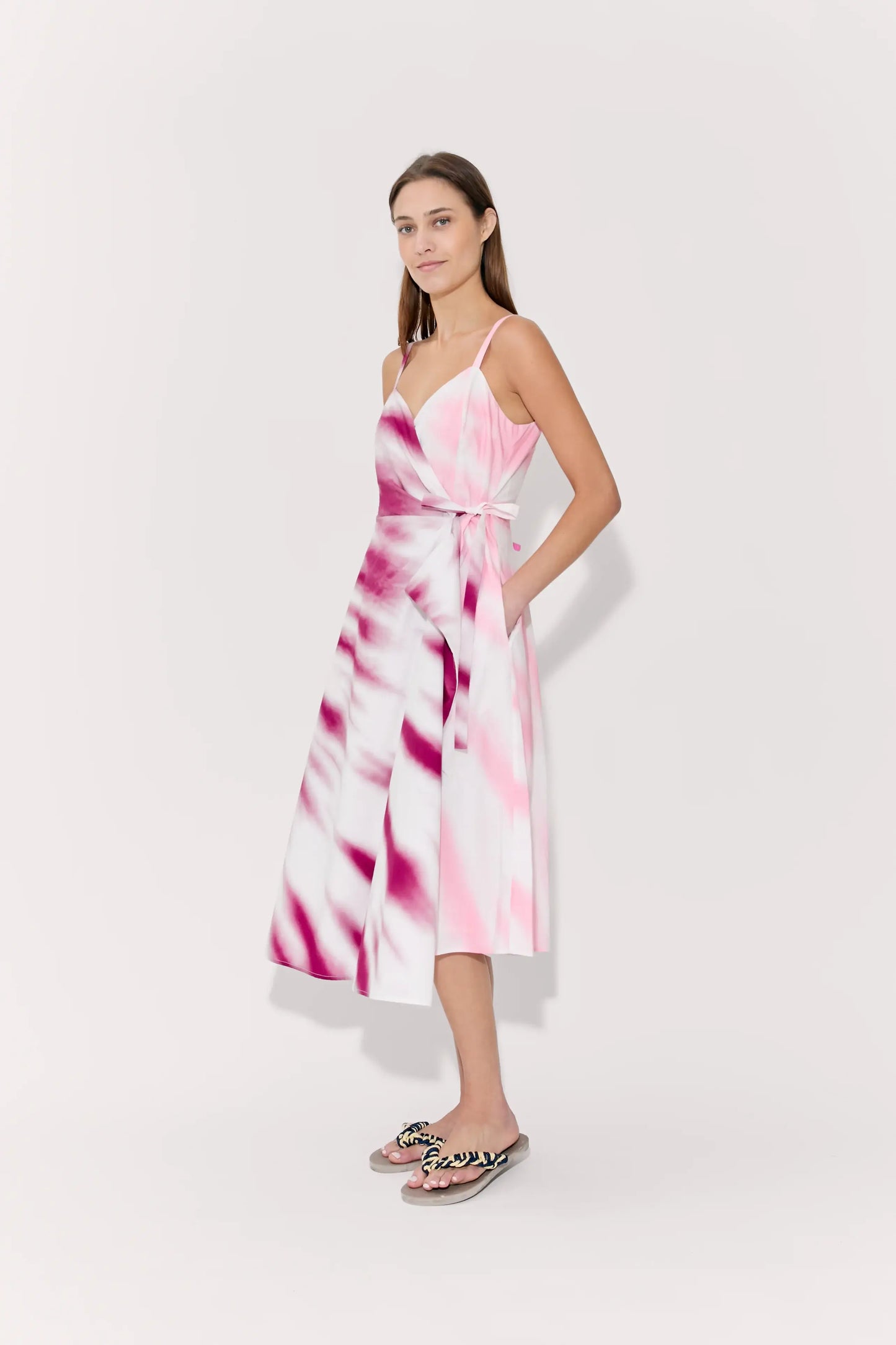 THAT'S A WRAP! DRESS IN TIE-DYE COTTON POPLIN