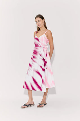 THAT'S A WRAP! DRESS IN TIE-DYE COTTON POPLIN