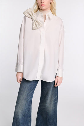 POPLIN POWER BLOUSE- WHITE PEARL