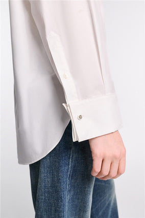 POPLIN POWER BLOUSE- WHITE PEARL
