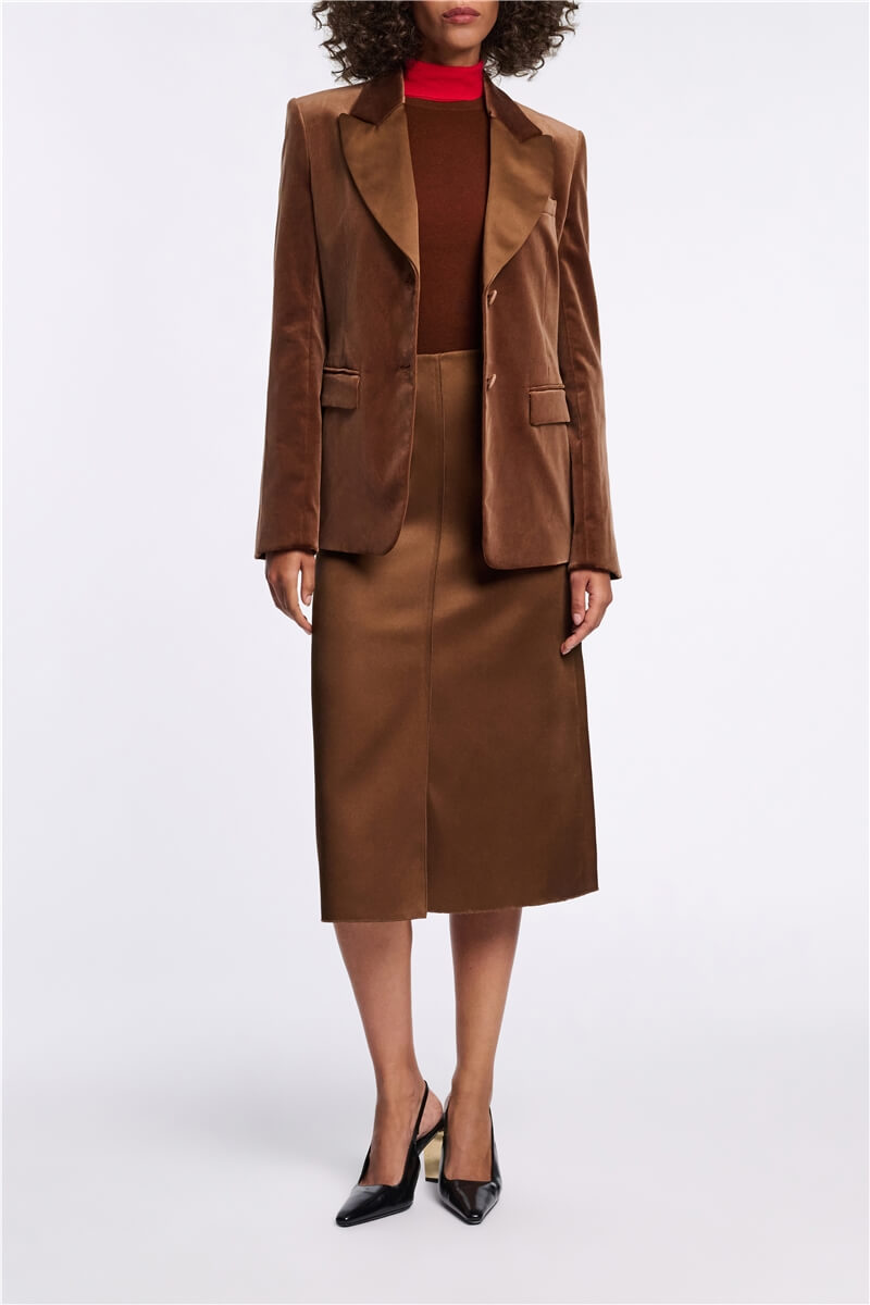 SHINY STATEMENT MIDI SKIRT