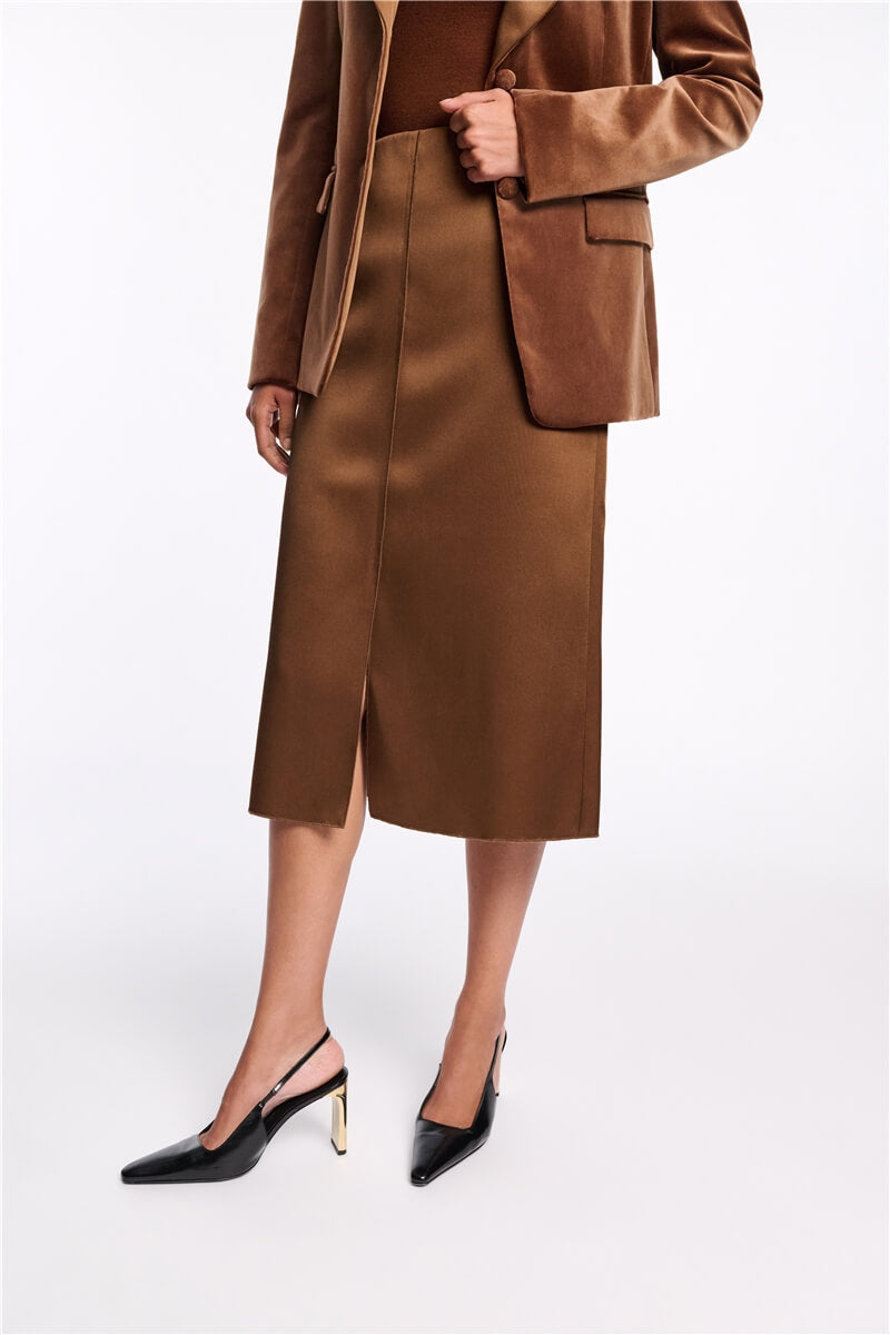 SHINY STATEMENT MIDI SKIRT