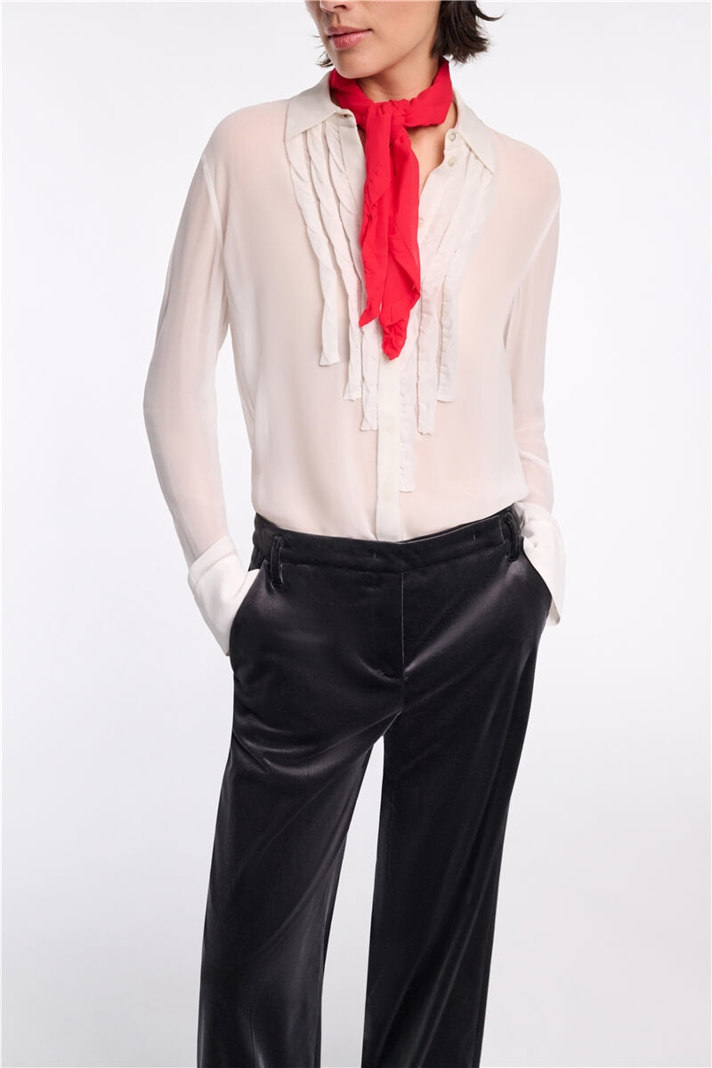 SHEER TWIST BLOUSE- WHITE