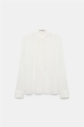 SHEER TWIST BLOUSE- WHITE