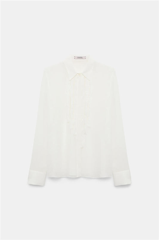 SHEER TWIST BLOUSE- WHITE