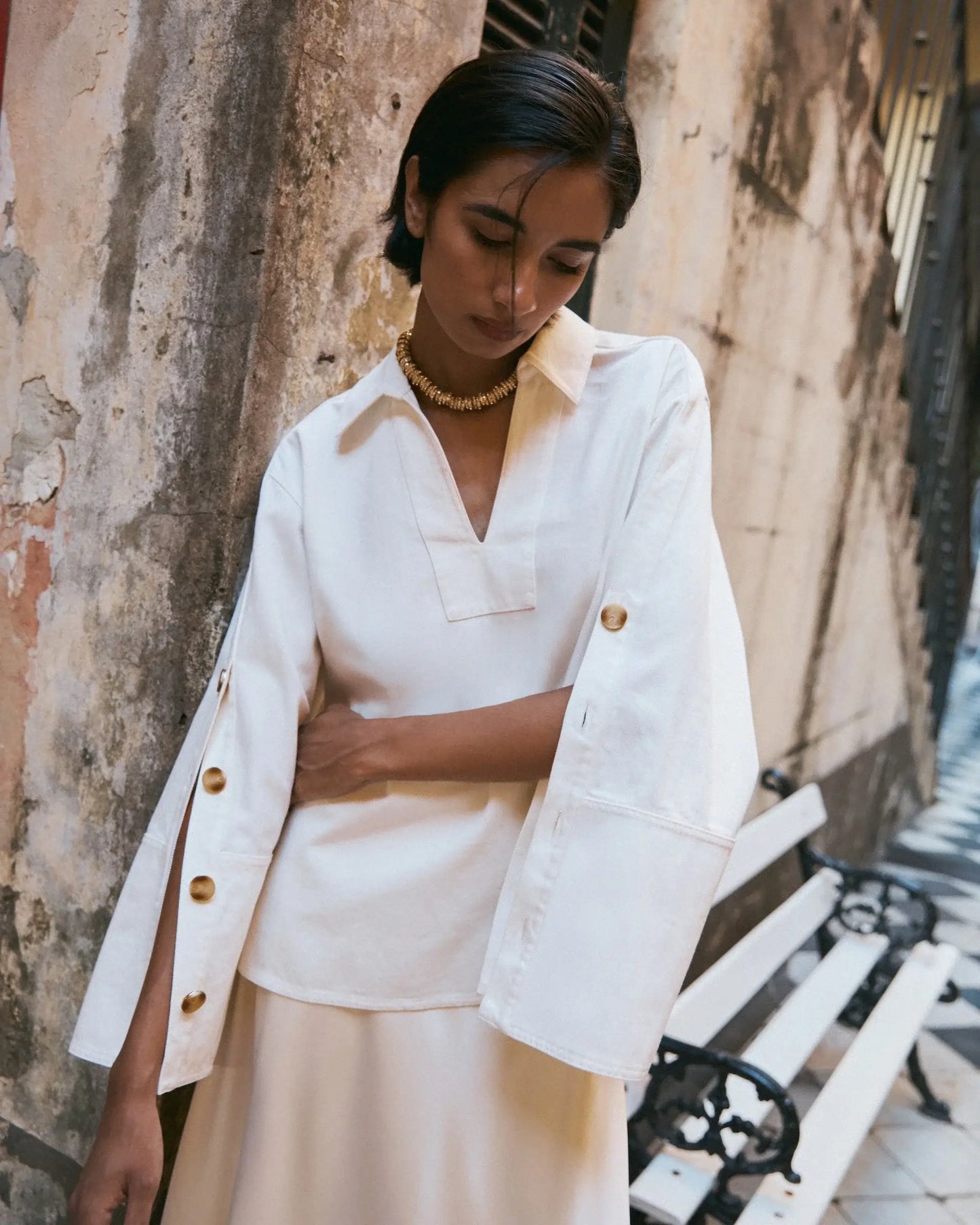 LALLY TOP- CHALK CHALK