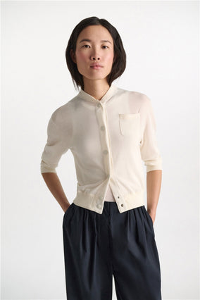 REFINED ESSENTIALS CARDIGAN- WHITE