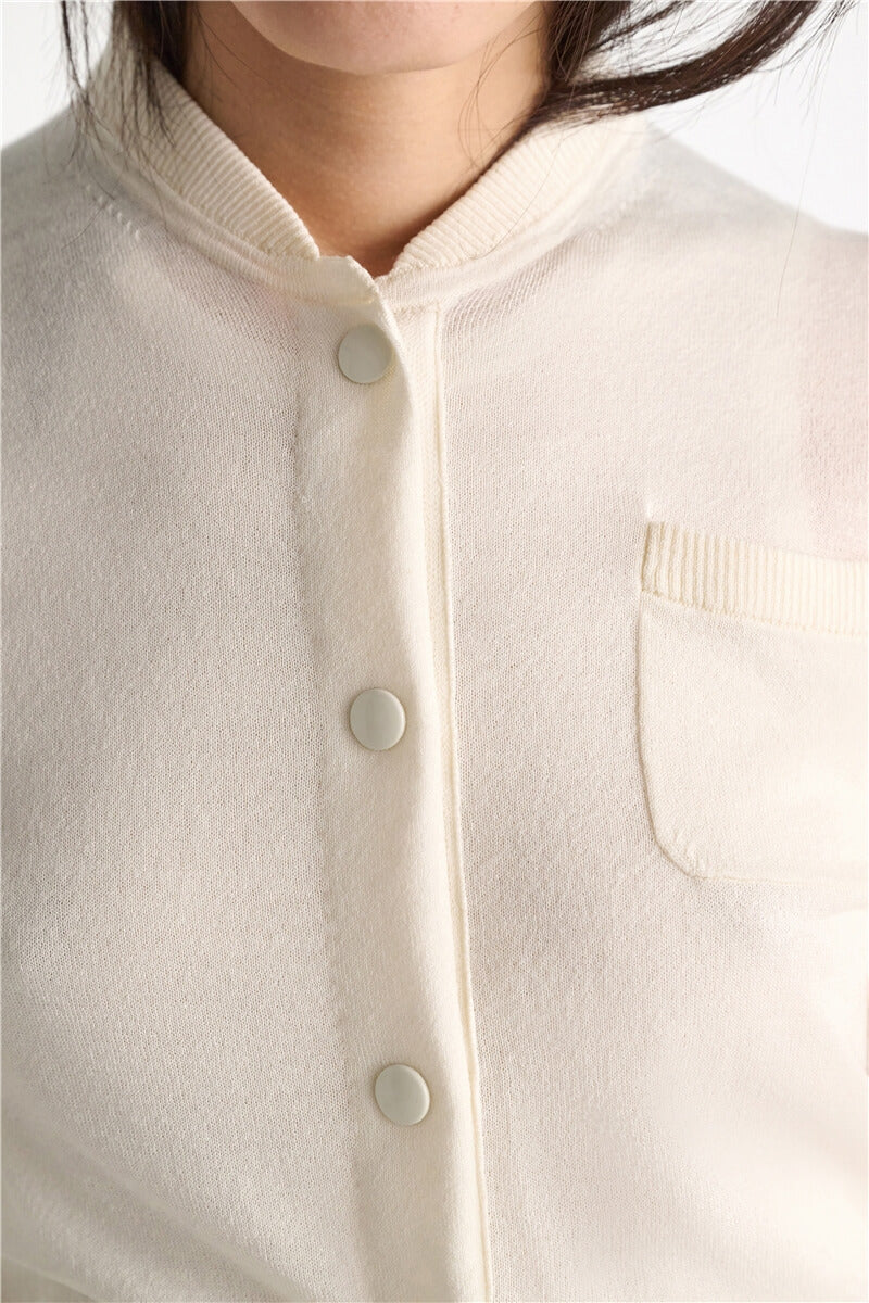REFINED ESSENTIALS CARDIGAN- WHITE