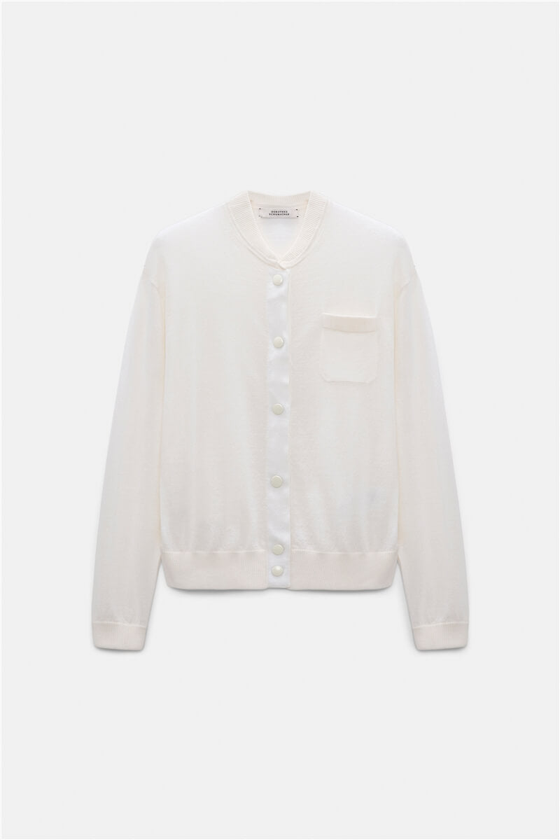 REFINED ESSENTIALS CARDIGAN- WHITE