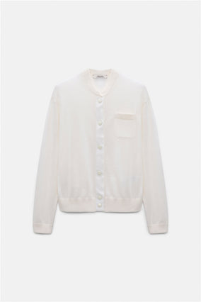 REFINED ESSENTIALS CARDIGAN- WHITE