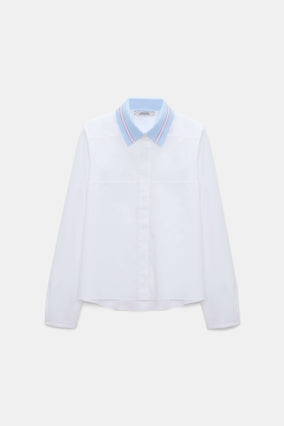 POPLIN POWER BLOUSE- WHITE SKY