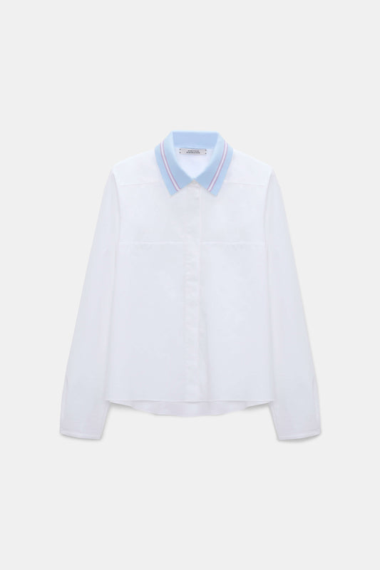 POPLIN POWER BLOUSE- WHITE SKY