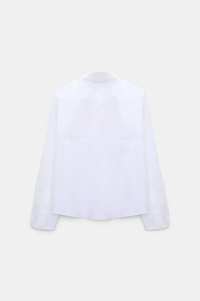 POPLIN POWER BLOUSE- WHITE SKY