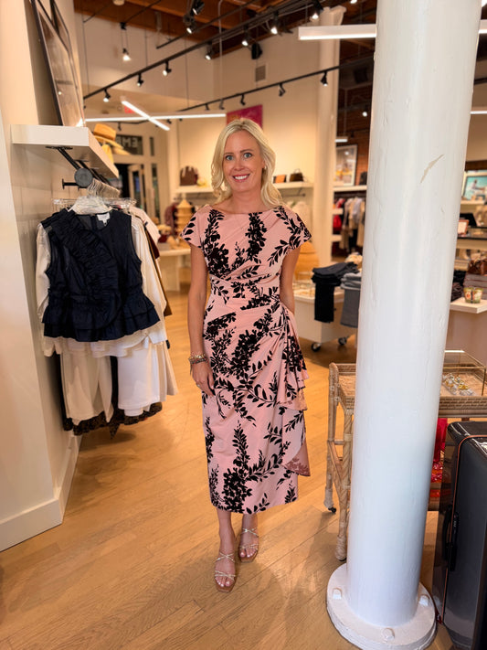 FLOCKED TAFFETA FLORENCE DRESS