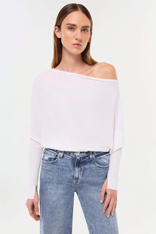 LAVINA DRAPED OFF SHOULDER SWEATER