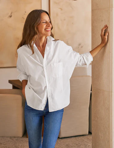 CONTINUOUS BUTTON UP SHIRT IN WHITE