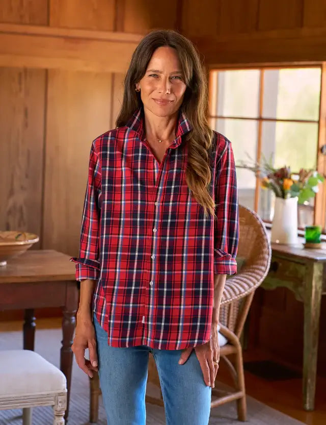 EILEEN IN RED, NAVY PLAID