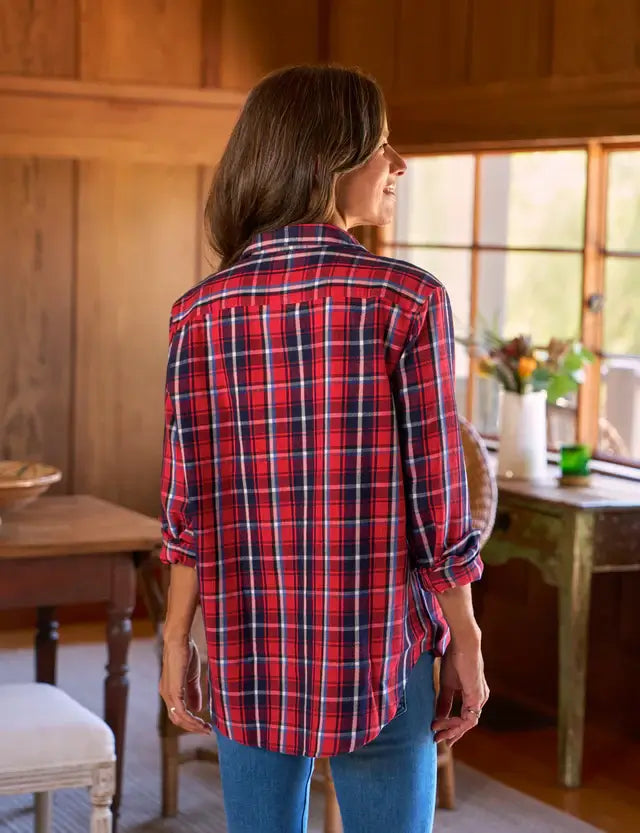 EILEEN IN RED, NAVY PLAID