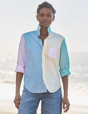 EILEEN BUTTON UP IN COLORBLOCK STRIPE