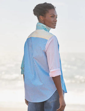 EILEEN BUTTON UP IN COLORBLOCK STRIPE