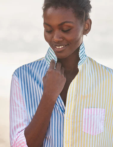 EILEEN BUTTON UP IN COLORBLOCK STRIPE