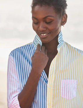 EILEEN BUTTON UP IN COLORBLOCK STRIPE