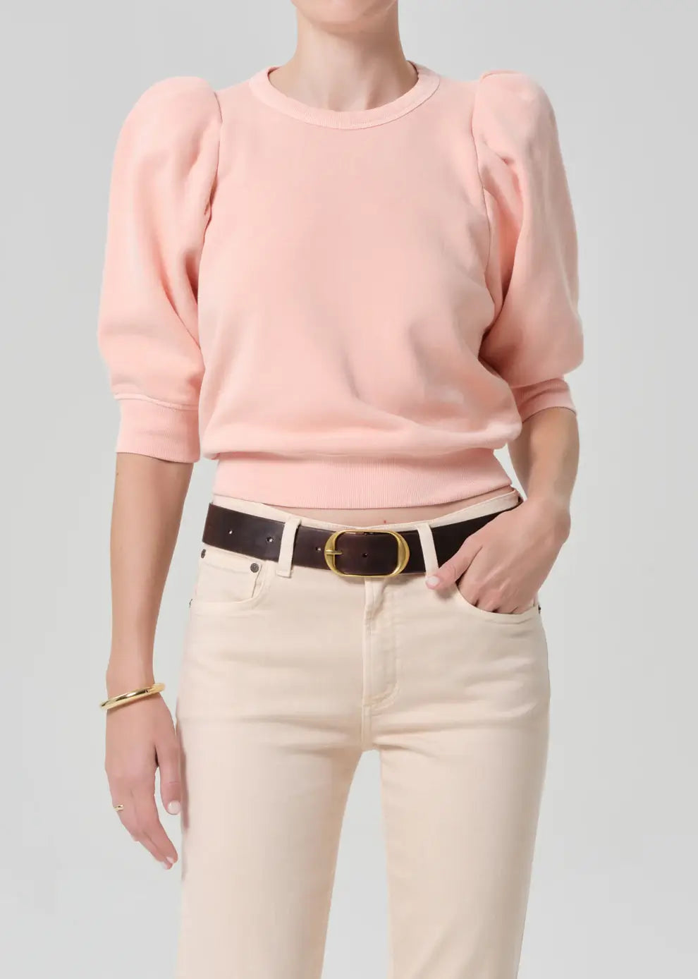 PLEATED SHORT SLEEVE CREW