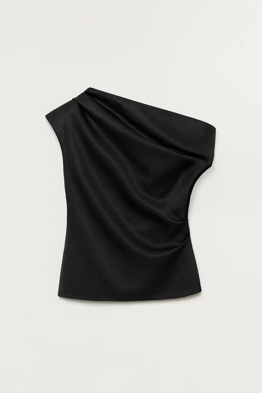 VIVIA DRAPED TOP- BLACK