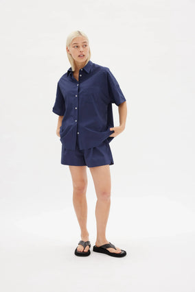 CHIARA SHORT SLEEVE SHIRT- NAVY