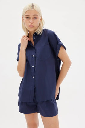 CHIARA SHORT SLEEVE SHIRT- NAVY