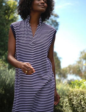 MINI LILY POLO DRESS IN YACHT STRIPE