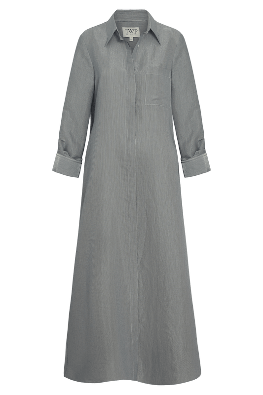 JENNY'S GOWN- WHITE/BLUE STRIPE