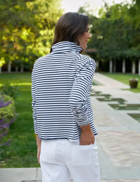 PATRICK POPOVER HENLEY - WHITE & NAVY STRIPE