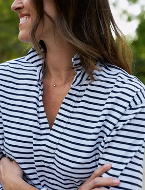 PATRICK POPOVER HENLEY - WHITE & NAVY STRIPE