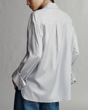 NEW MORNING AFTERSHIRT IN SILK METALLIC STRIPE