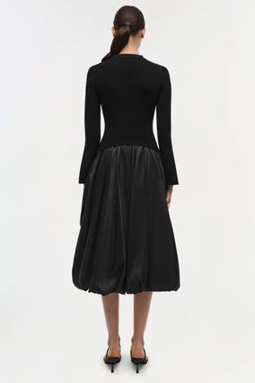 KENLIE L/S MOCK NECK MIDI DRESS