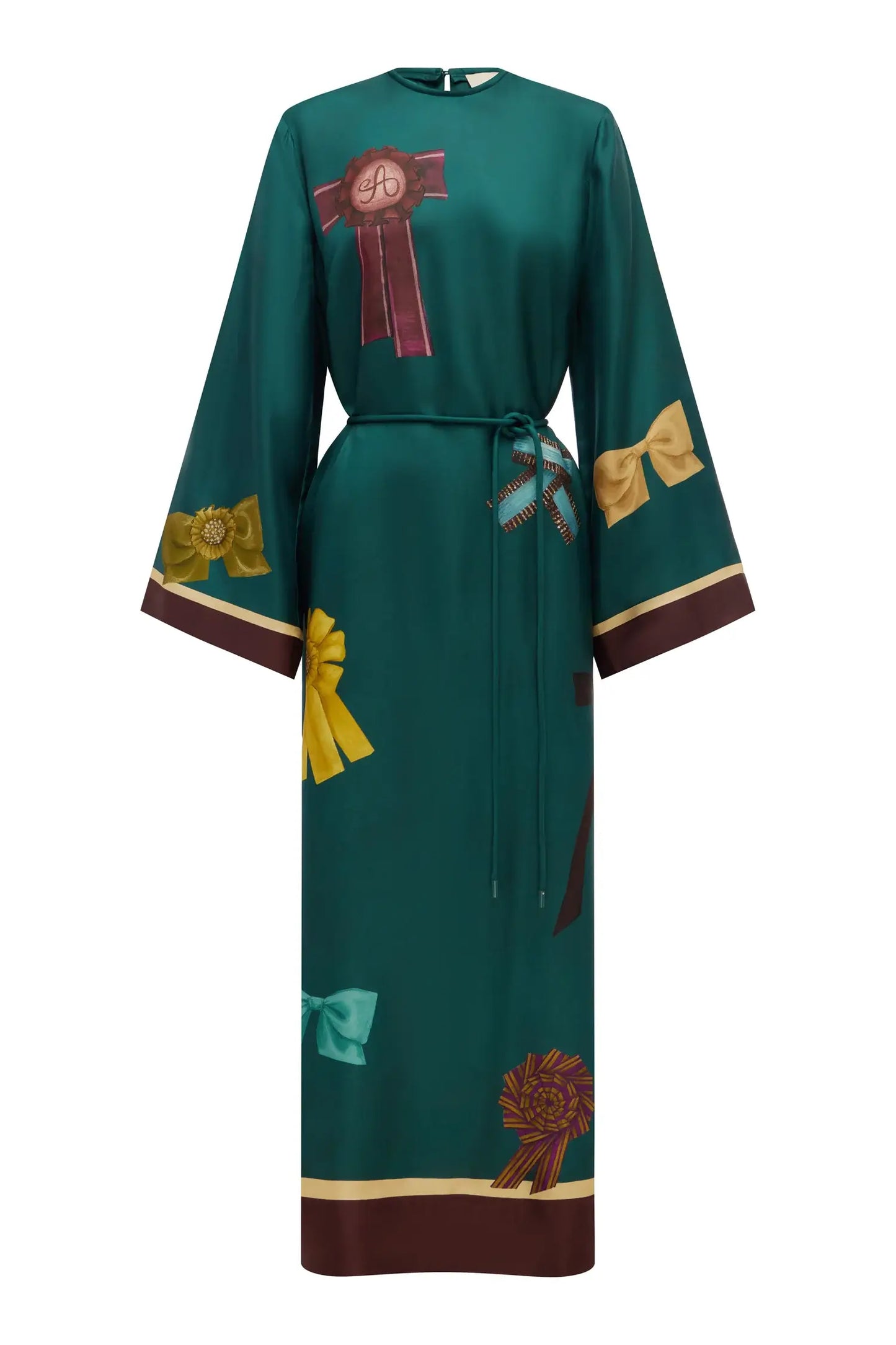 ROSETTE SILK MIDI DRESS