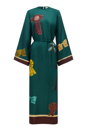 ROSETTE SILK MIDI DRESS