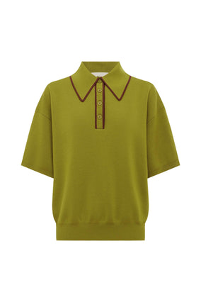 VALENTINA OLIVE KNIT POLO