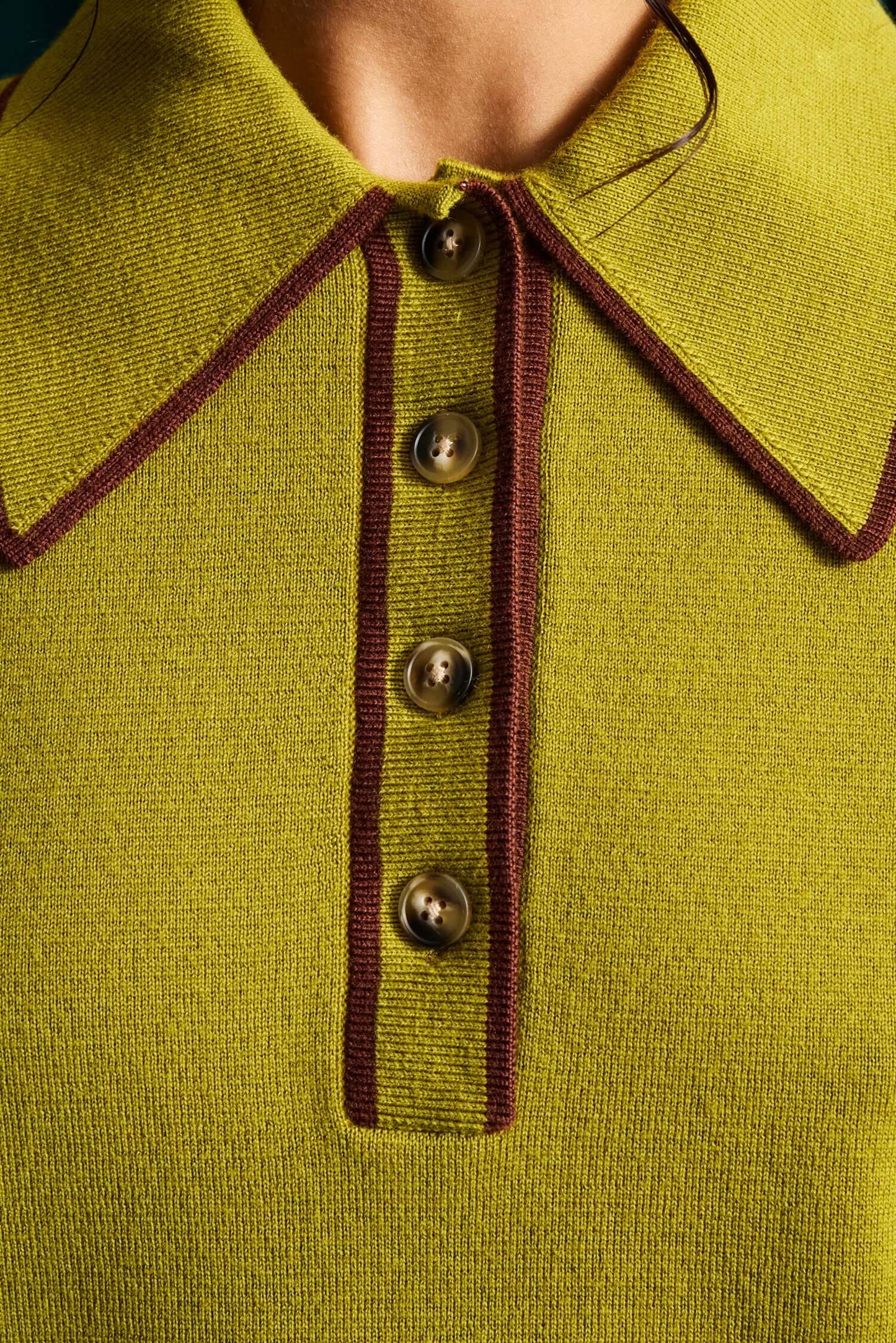VALENTINA OLIVE KNIT POLO