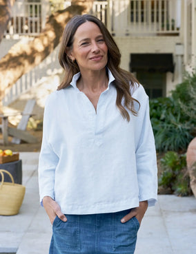 GABI POPOVER SHIRT- FRENCH BLUE