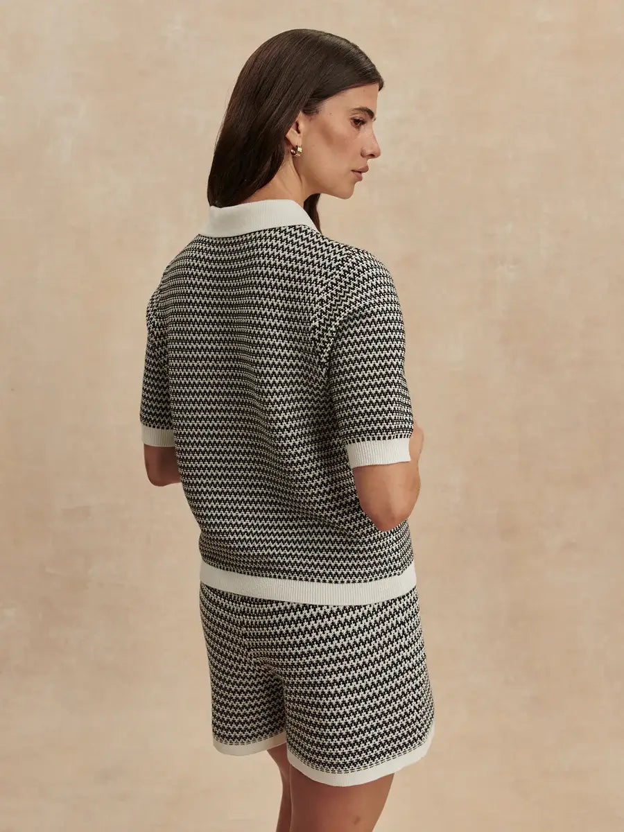 GAELLE POLO KNIT TOP