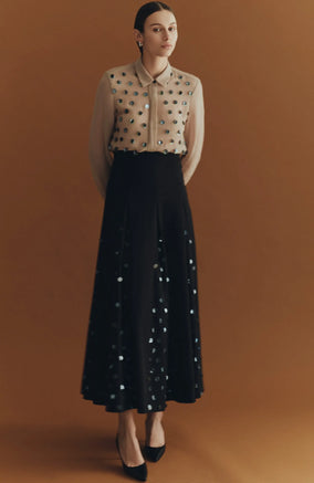 PAILLETTE EMBROIDERED GEORGETTE SHIRT