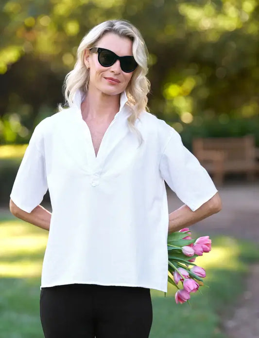 PATTY POPOVER HENLEY - WHITE
