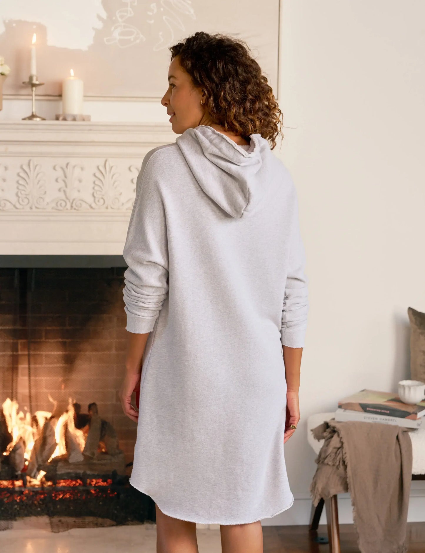 JACK HOODED MINI CAPE DRESS - GRAY MELANGE